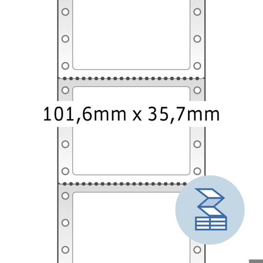 Endlos Computeretiketten 101,6 x 35,7 mm | 1-Bahn | Weiß | Permanent Haftend