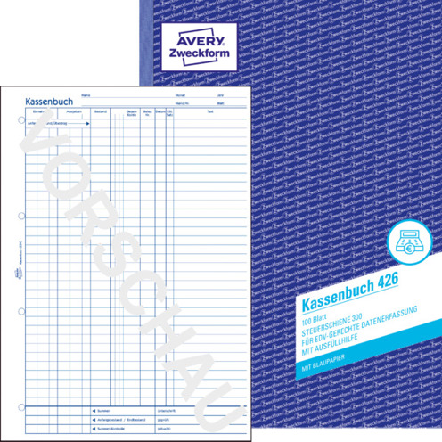 Kassenbuch | A4 | EDV-gerecht | mit Blaupapier | 100 Blatt