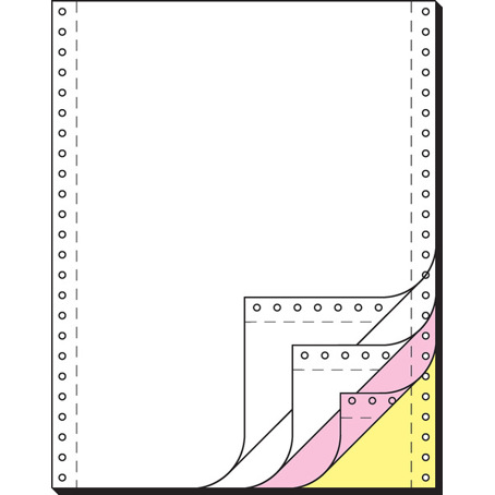 SIGEL Computerpapier 12"x240 mm | A4 | LP | 60 g/m² | 4f | weiß/rosa/gelb+AHL | 500 Sätze | Endlospapier