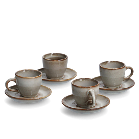 Beiges 8-teiliges Espresso-Set aus Keramik - Ø 60 mm