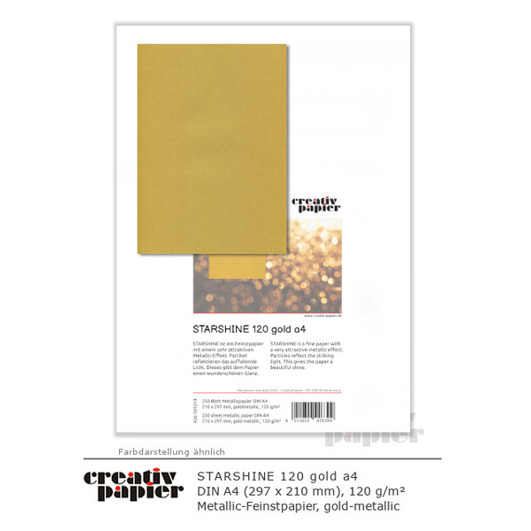 Metallic-Papier STARSHINE 120 gold | 250 Blatt DIN A4 | 120 g | goldmetallic