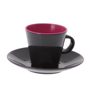 Espresso-Set in Grau mit Brombeer-Akzenten