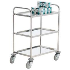 Catering Trolley mit 3 Ebenen - Edelstahlrahmen, 610 x 410 mm, max. 100 kg, Höhe 900 mm