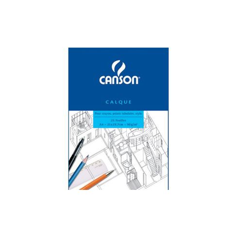 CANSON Transparentpapierblock | DIN A4 | 90/95 g/qm | 25 Blatt (5299029)