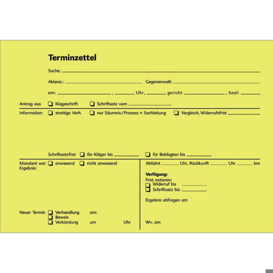 Terminzettel DIN A5 quer - Beliebter Bestellschein für Ihre Terminverwaltung
