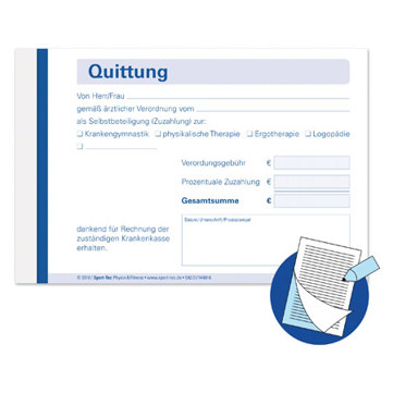 Selbstdurchschreibender Quittungsblock - 5x50 Blatt für Zuzahlungsquittungen