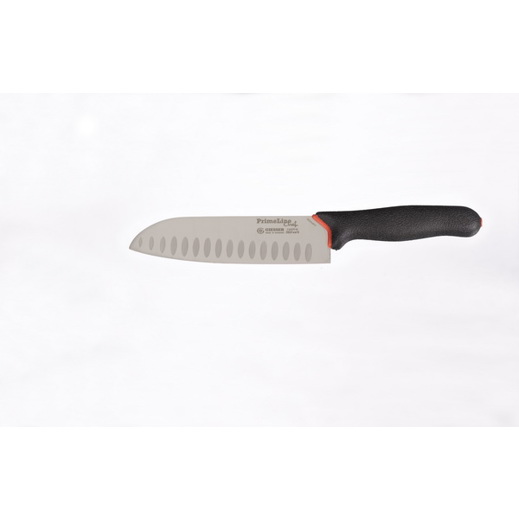 Japanisches Santoku Kochmesser 18 cm mit Kullenschliff - Schwarz