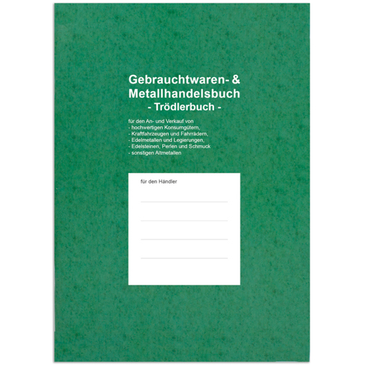 Gebrauchtwarenbuch für Metallhandel - 48 Doppelseiten - DIN A4 - Mit durchgehender Nummerierung