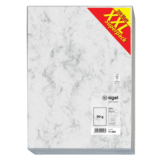 SIGEL Marmor-Papier | Aktion "XXL Superpack" | grau | A4 | 90 g/m² | 250 Blatt