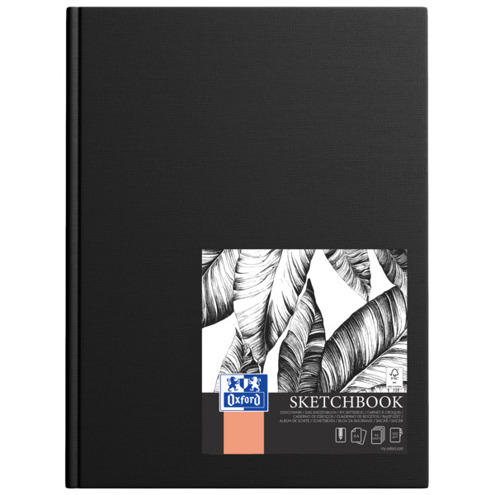 Oxford Art A4 Hardcover Sketchbook - Fadenheftung, 96 Blatt, 100g/m², schwarz