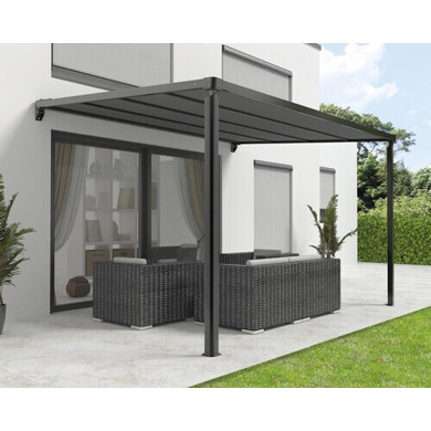 Hornbach Motorisierte Pergola-Markise mit LED-Beleuchtung – 3,94 x 3,94 m – Anthrazit