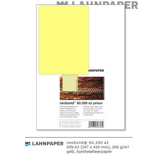 Synthesefaserpapier DIN A3 - 200 g - Gelb - 50er Pack