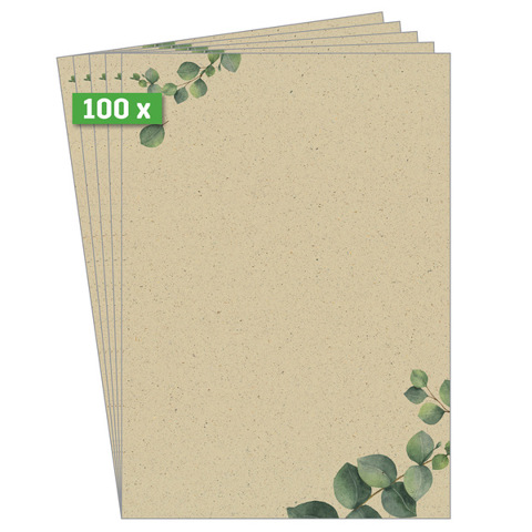 Eucalyptus Motiv-Papier | Grün & Braun | 100 g/m² | A4 | 100 Blatt