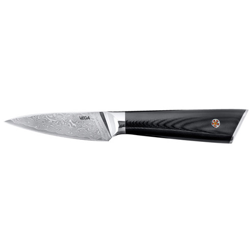 Damaszener Schälmesser Aurora - Klingenlänge 9 cm, Gesamtlänge 20,5 cm, Schwarz