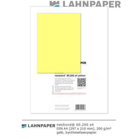 Synthesefaserpapier neobond 60.200 gelb | DIN A4 | 200 g | 250er Pack