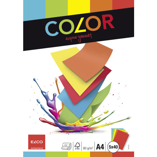 Büropapier Elco Color A4 | 5 Farben gemischt | 80 g/qm | 5 x40 Blatt