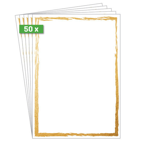 Motivpapier "Goldener Rahmen" | Goldgelb | 200 g/m² | A4 | 50 Blatt