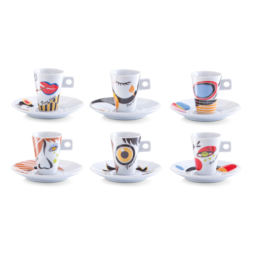 12-teiliges Espresso-Set aus Porzellan - Faces-Design