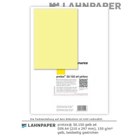 Synthesefaserpapier pretex 50.150 gelb | DIN A4 | 150 g | 250er Pack