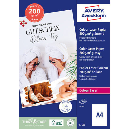 Business Colour Laser Papier | A4 | beidseitig beschichtet | 200 g/m² | 100 Blatt