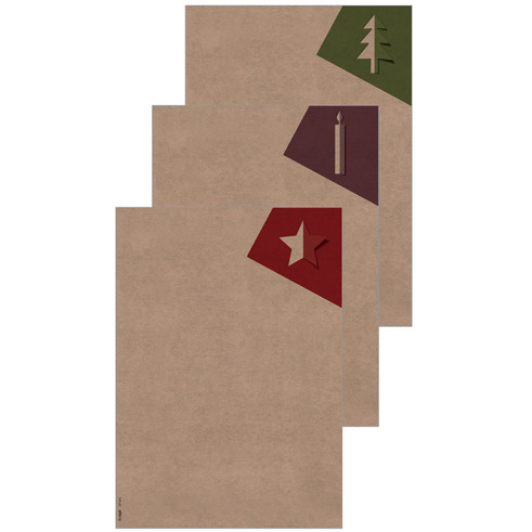 SIGEL Weihnachts-Motiv-Papier "Cut-out style" | beige | grün | rot | 100 g/m² | A4 | 25 Blatt