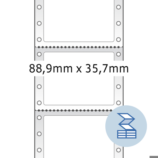 Endlos Computeretiketten 88,9 x 35,7 mm | 1-bahnig | Weiß | Permanent Haftend