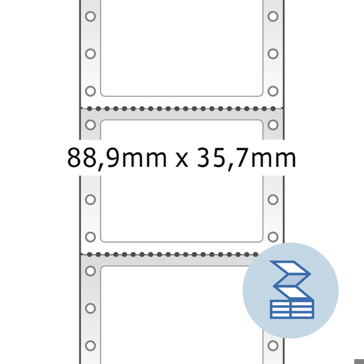 Endlos Computeretiketten 88,9 x 35,7 mm | 1-bahnig | Gelb | Permanent Haftend