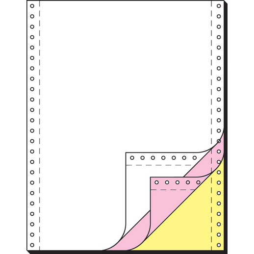 SIGEL Computerpapier 12"x240 mm | A4 | LP | 60 g/m² | 3f | blanko/rosa/gelb+AHL | 600 Sätze | Endlospapier