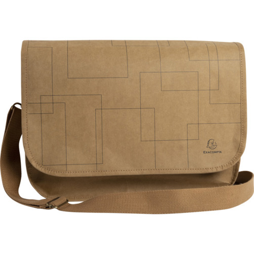 Tasche aus Papier in Lederoptik | 39x27x13cm | Eterneco | Braun geometrische Motive