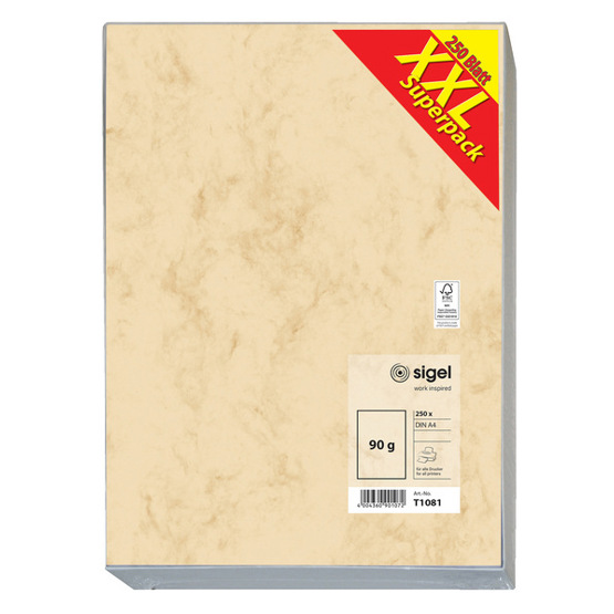 SIGEL Marmor-Papier | Aktion "XXL Superpack" | beige | A4 | 90 g/m² | 250 Blatt