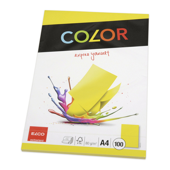 Büropapier Elco Color A4 | intensiv gelb | 80 g/qm | 100 Blatt