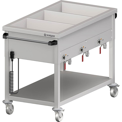 Bain-Marie Wagen mit 3 separaten Becken | 850 mm hoch | für GN1/1 20x60 cm