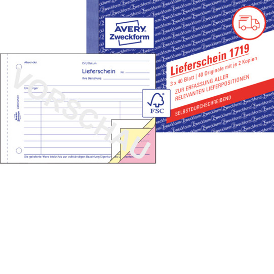 Lieferscheine A6 Quer - 148 x 105 mm - 3 x 40 Blatt/Buch - Speziell für Österreich