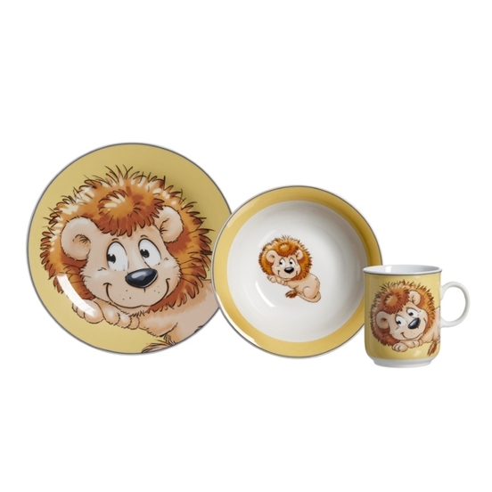 Kindergeschirr Set Happy Zoo Leo - 3-teiliges Kinderset