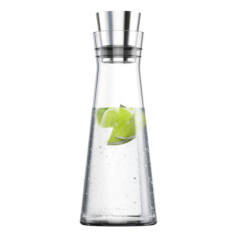 Flow Slim Carafe | 1,0l | Glas & Edelstahl Karaffe